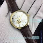 Copy Omega Globemaster 40mm Watch Silver Dial Leather Strap